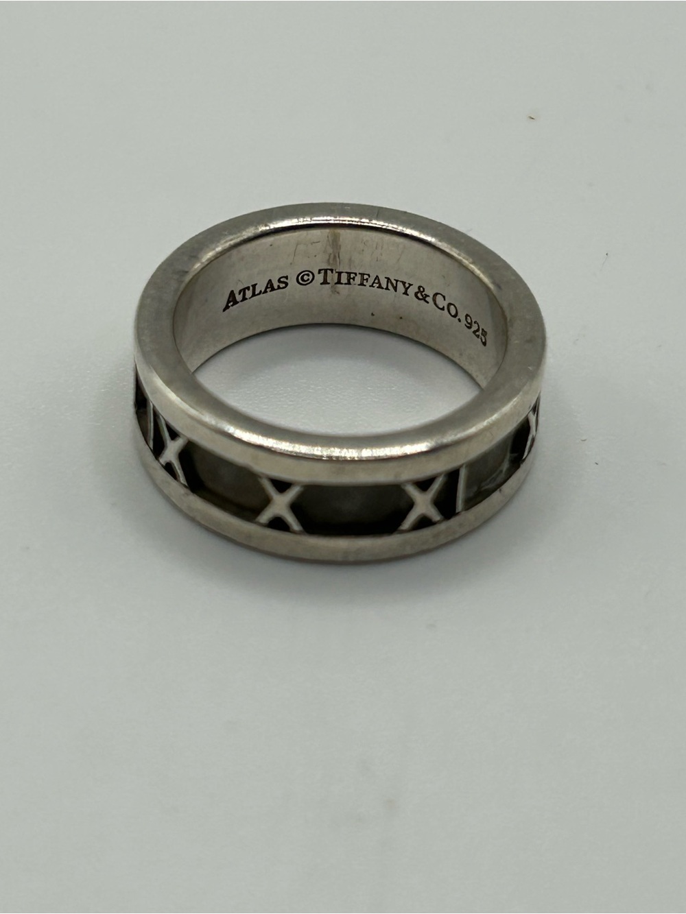 Tiffany & Co. Atlas Ring Roman Numeral Sterling Silver 925 Size 4